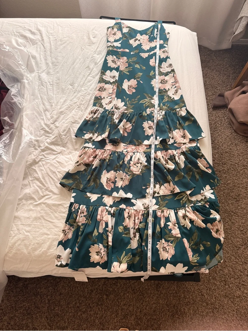 Abercrombie & Fitch Teal Floral Tiered Maxi Dress
